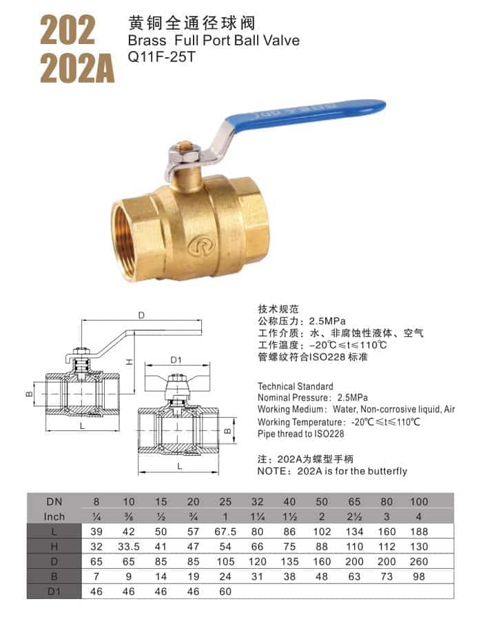 黄铜全通径球阀